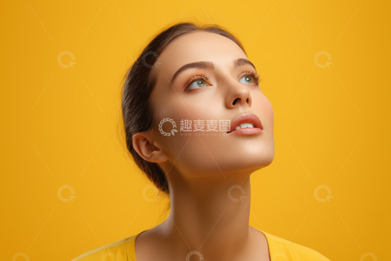高清大图下载【趣麦麦图】仰头女性面部特写