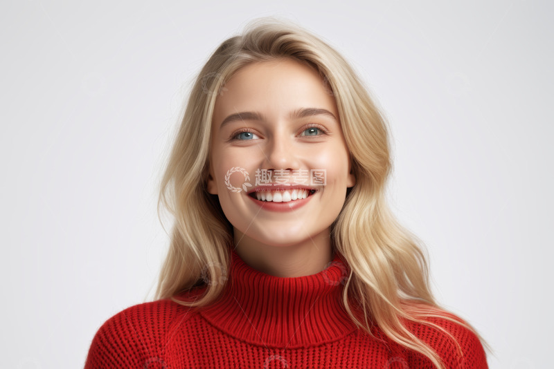 高清大图下载【趣麦麦图】微笑金发女子肖像