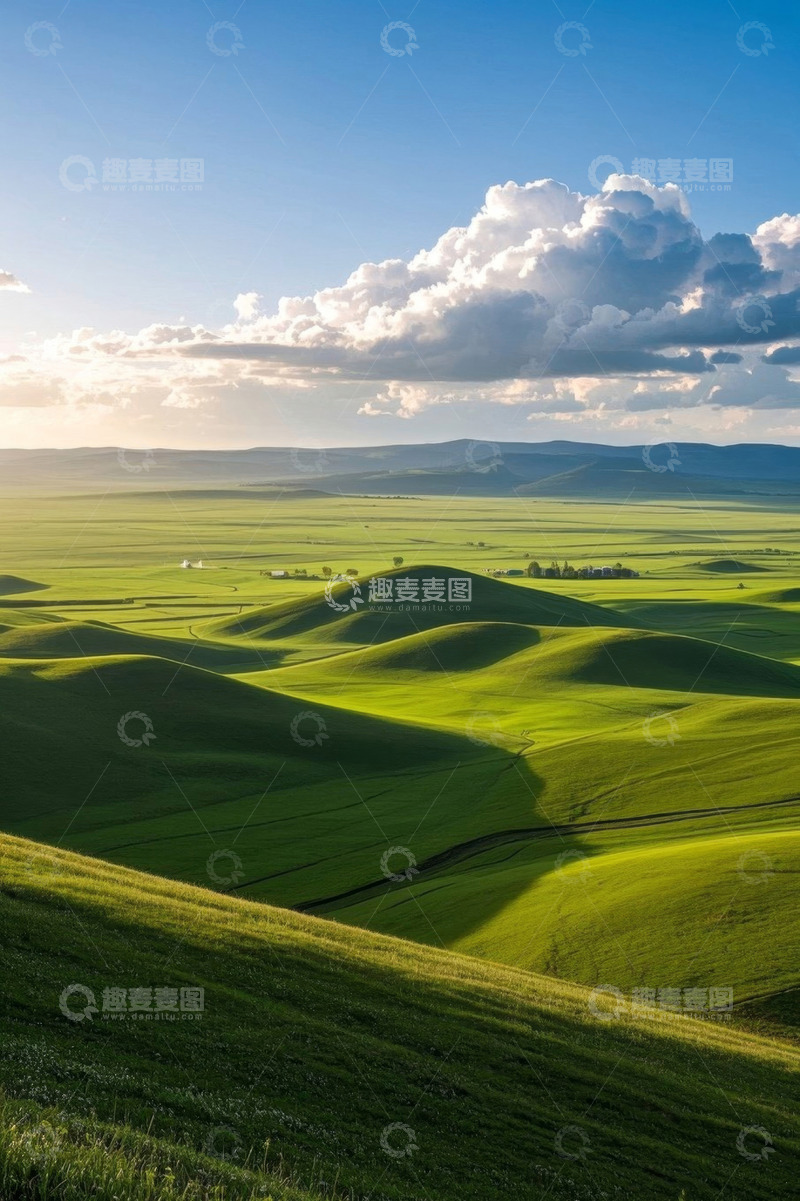 高清大图下载【趣麦麦图】广袤绿色草原风光