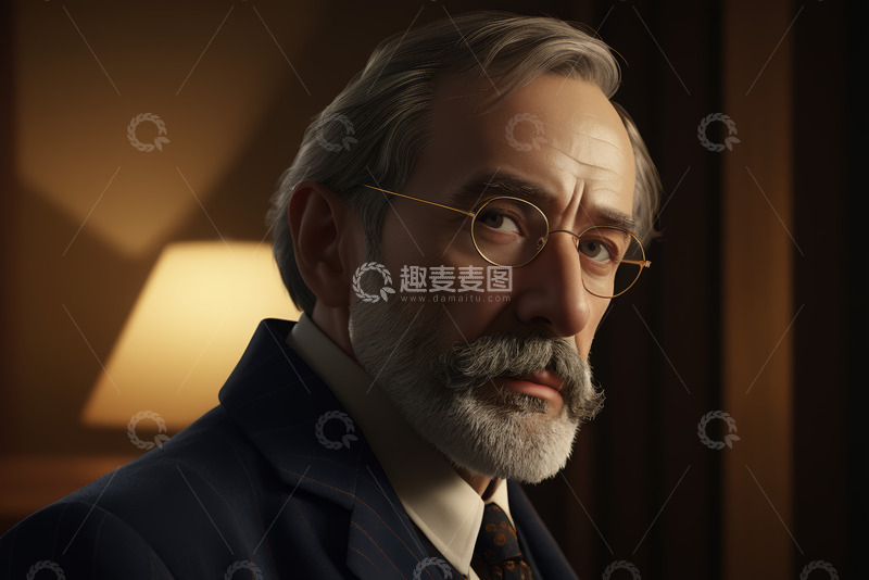 高清大图下载【趣麦麦图】戴眼镜的西装男士肖像