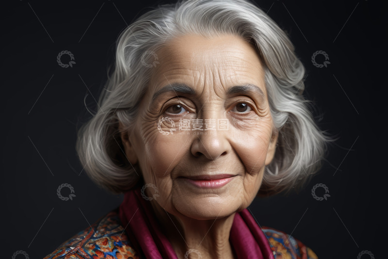 高清大图下载【趣麦麦图】老年女性微笑肖像
