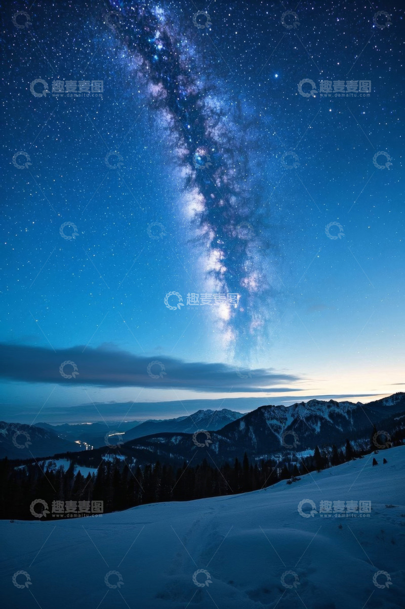 高清大图下载【趣麦麦图】雪山夜空下的璀璨星河