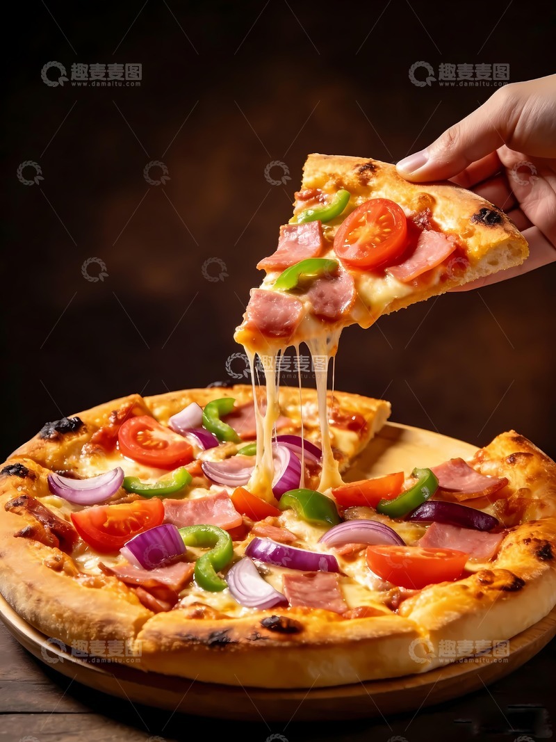 高清大图下载【趣麦麦图】拉丝披萨图片