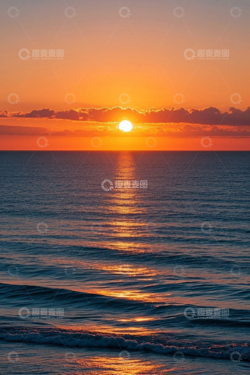 高清大图下载【趣麦麦图】海上日落自然风光景象
