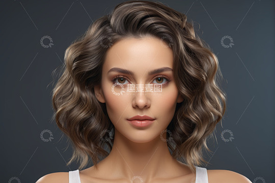 女性短卷发人物肖像