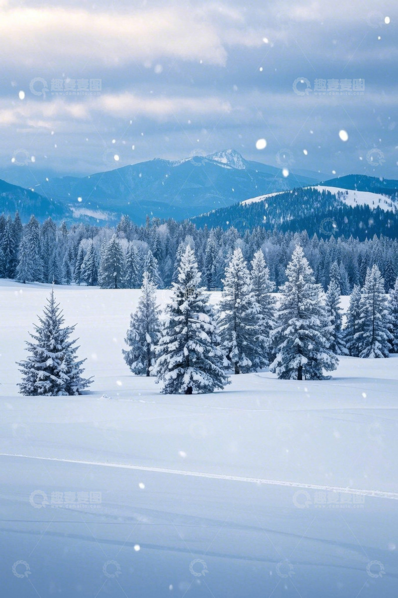 高清大图下载【趣麦麦图】雪后森林自然风光