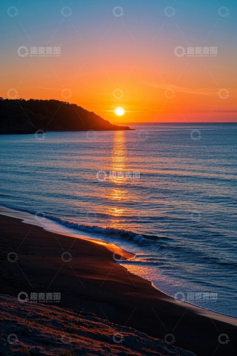 高清大图下载【趣麦麦图】海滩日落自然风光
