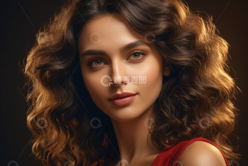 高清大图下载【趣麦麦图】卷发美丽女性人物肖像