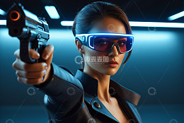 手持枪的未来感女性