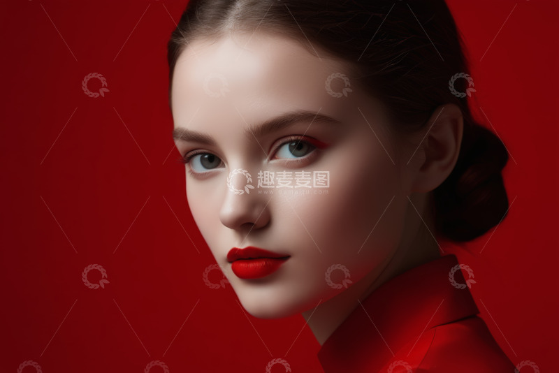 高清大图下载【趣麦麦图】红发女子特写肖像