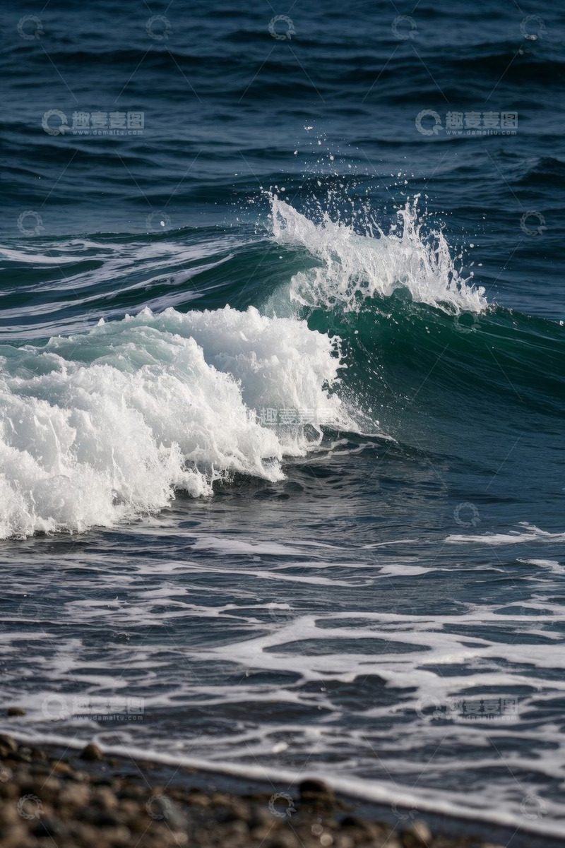 高清大图下载【趣麦麦图】海浪拍打岸边景象