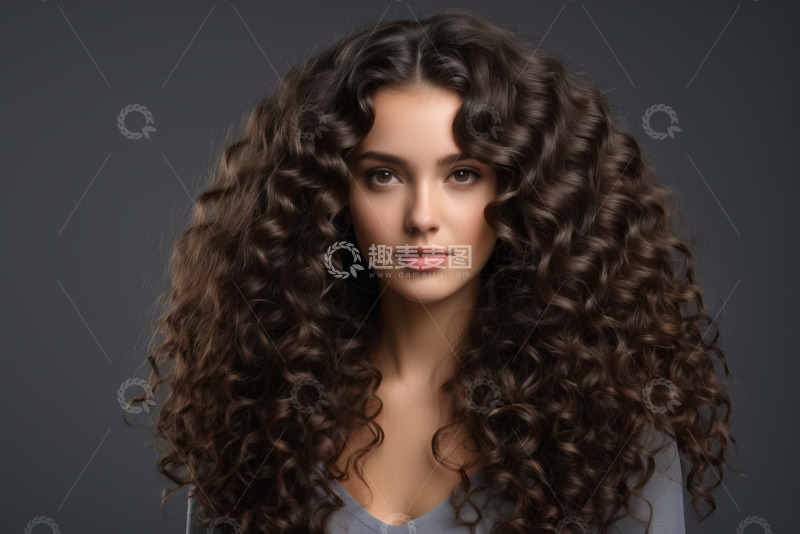 高清大图下载【趣麦麦图】卷发女子特写肖像