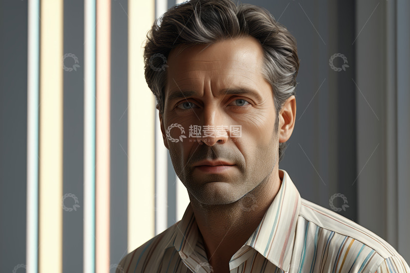 高清大图下载【趣麦麦图】成熟男性正面肖像特写
