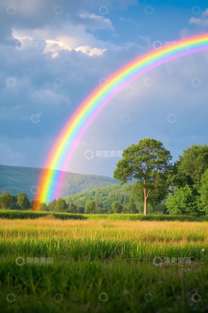 高清大图下载【趣麦麦图】田野上空的彩虹自然风光