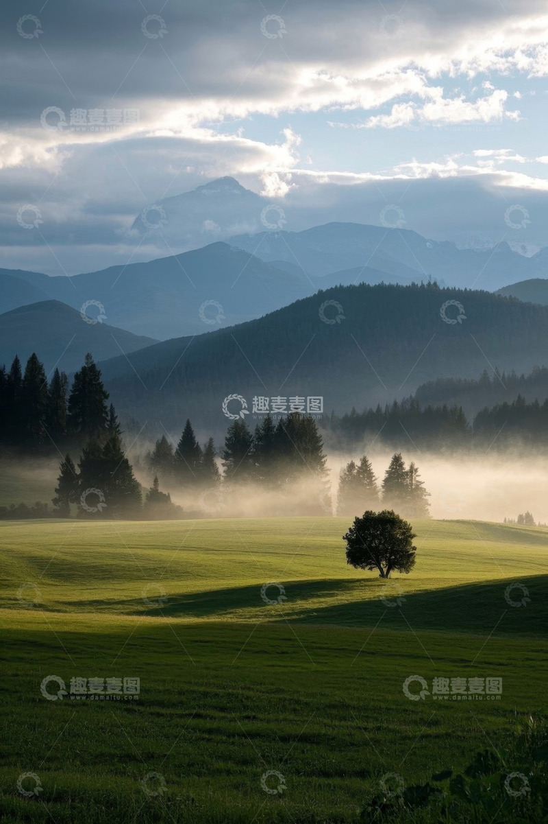 高清大图下载【趣麦麦图】山间草地树木自然风光