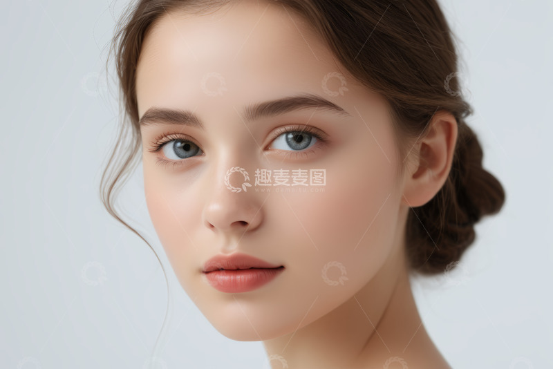 高清大图下载【趣麦麦图】年轻女孩面部特写肖像