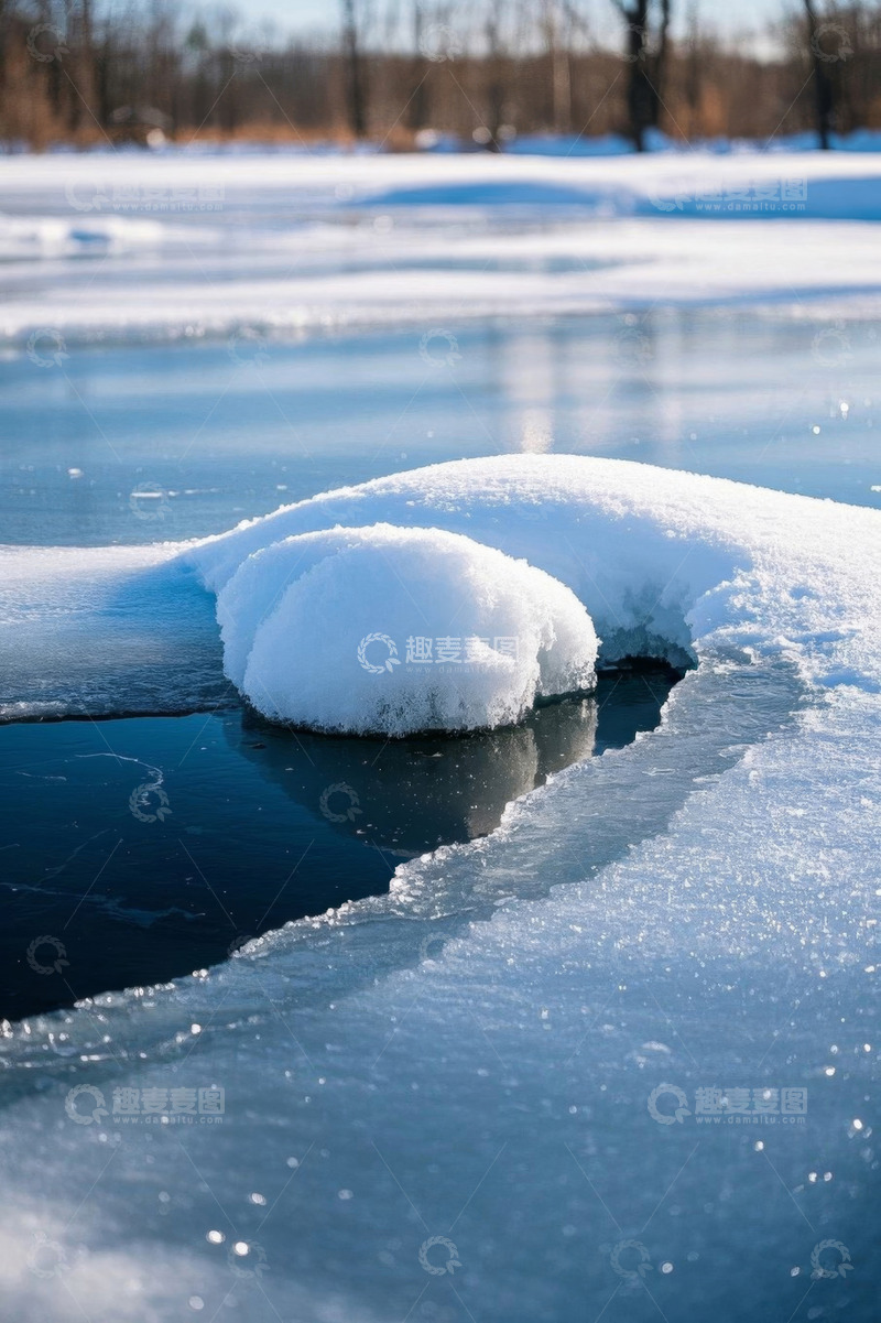 高清大图下载【趣麦麦图】户外冰面雪堆自然景观
