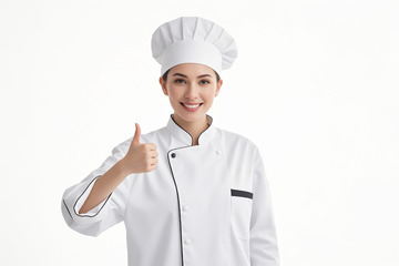 女厨师微笑竖大拇指