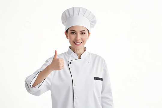 女厨师微笑竖大拇指