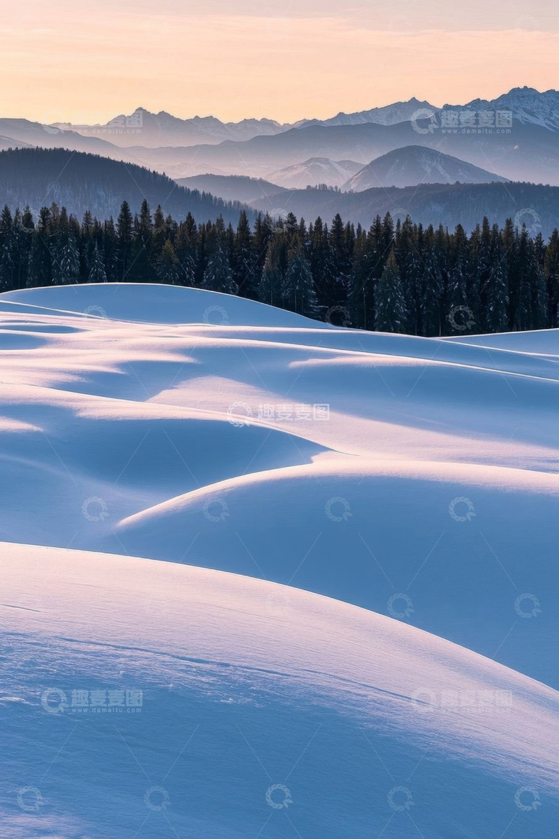 高清大图下载【趣麦麦图】雪山森林雪景风光