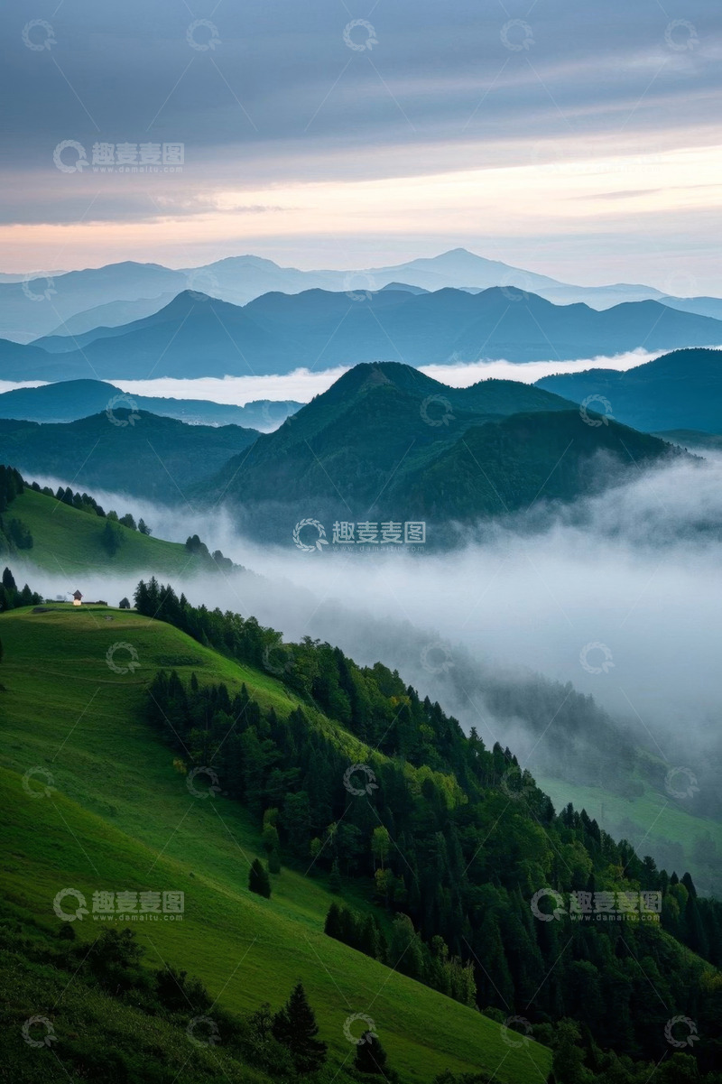 高清大图下载【趣麦麦图】山间云海森林自然风光