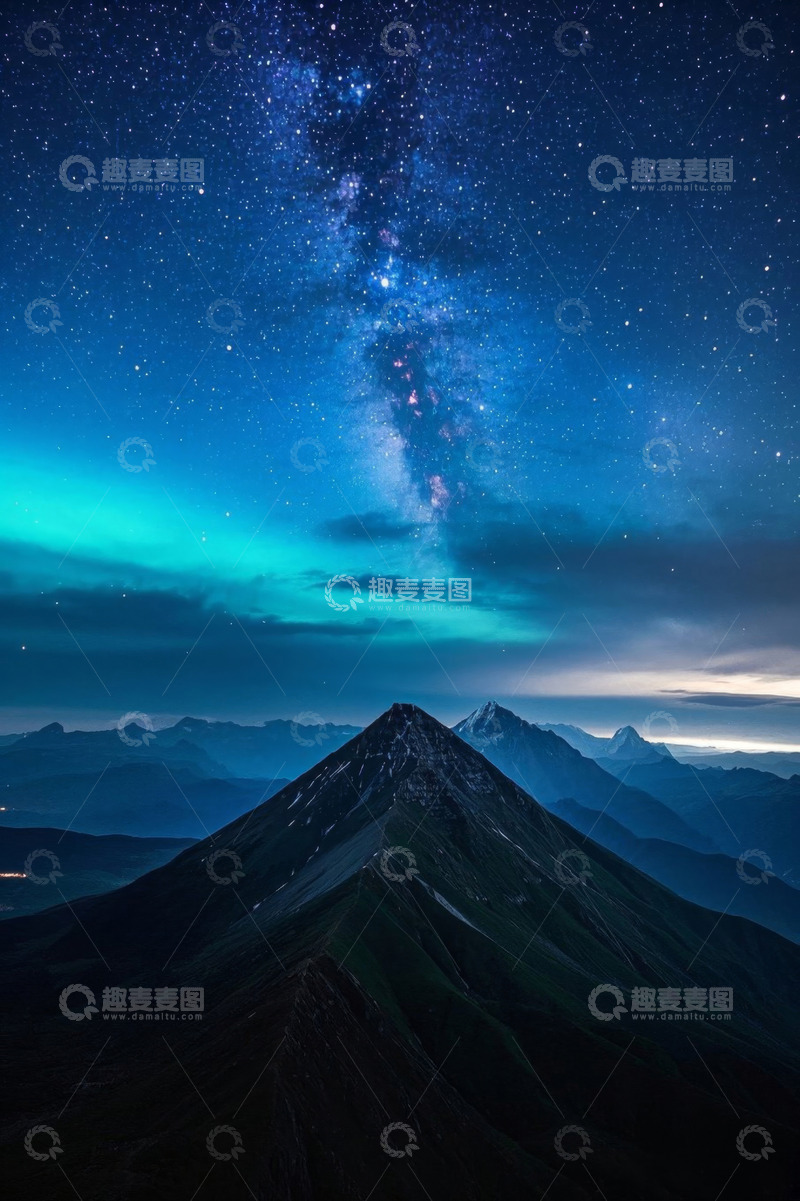 高清大图下载【趣麦麦图】星空下的山峰夜景