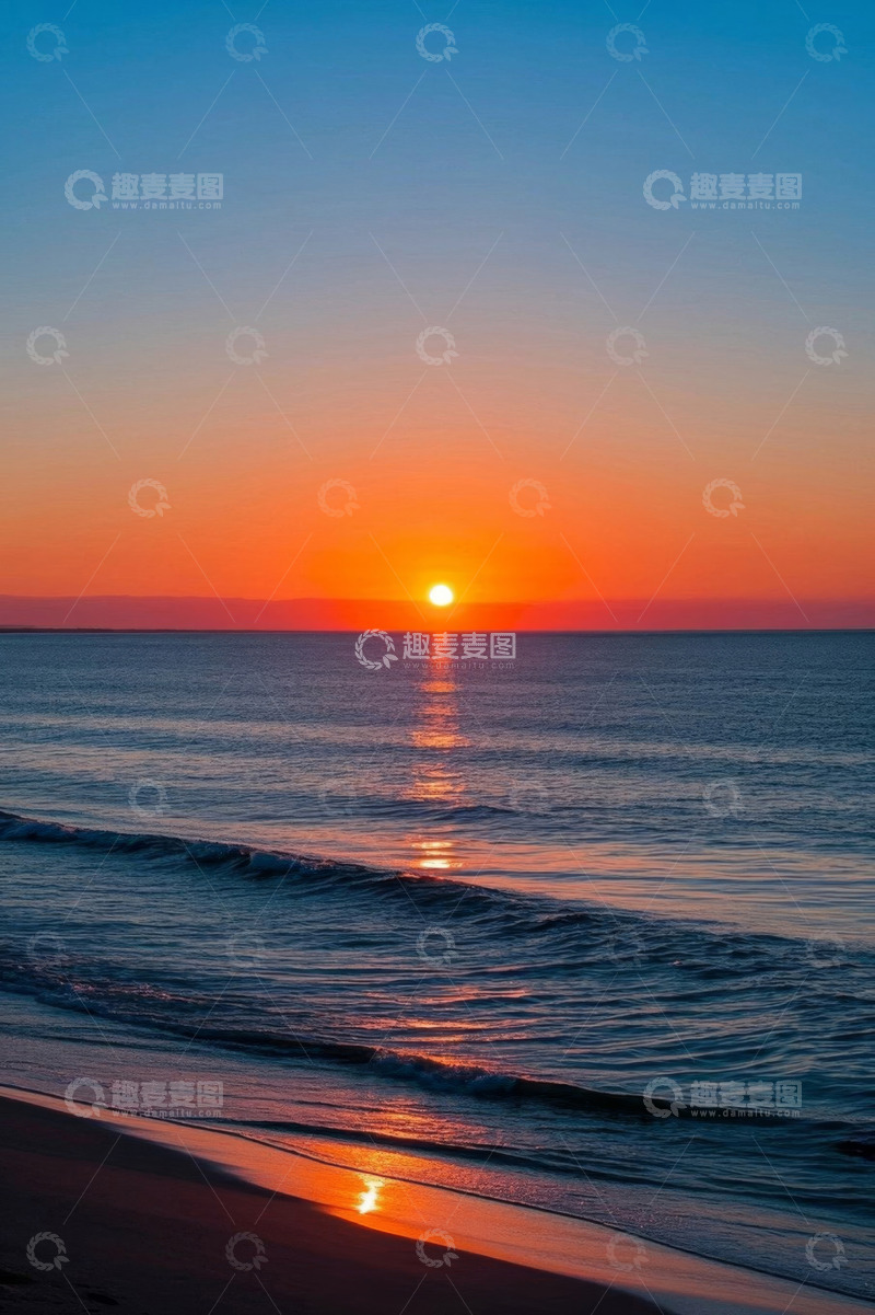 高清大图下载【趣麦麦图】海滩日落海洋景象