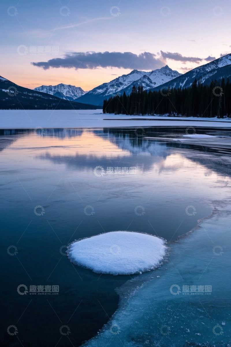 高清大图下载【趣麦麦图】雪山湖泊冰雪景观