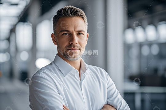 商务男士双臂交叉站立肖像