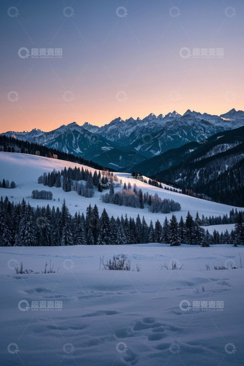 高清大图下载【趣麦麦图】雪山森林冬日自然风光