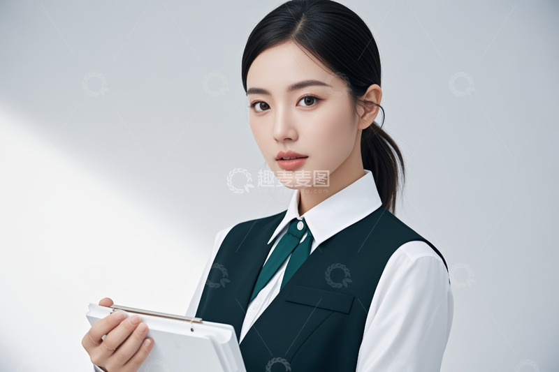 高清大图下载【趣麦麦图】职业女性手持文件夹肖像