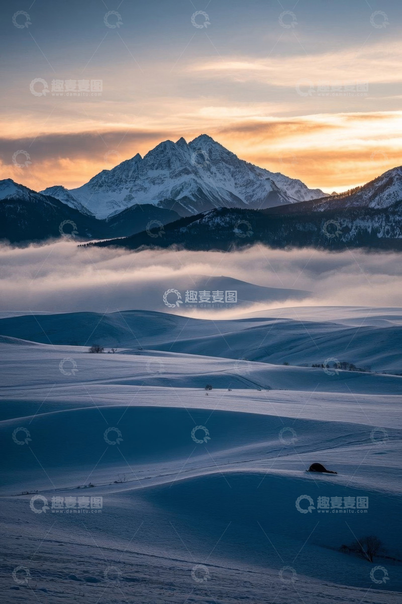 高清大图下载【趣麦麦图】雪山雪景日出自然风光