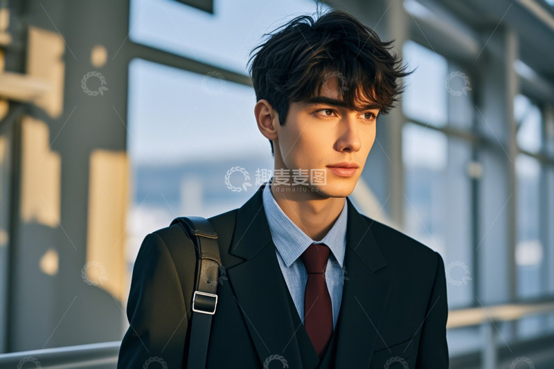 高清大图下载【趣麦麦图】商务着装男士户外侧影