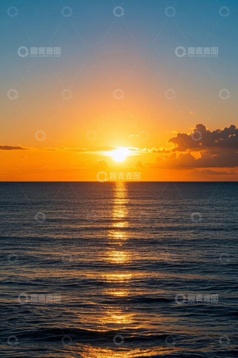 高清大图下载【趣麦麦图】海上日落美景