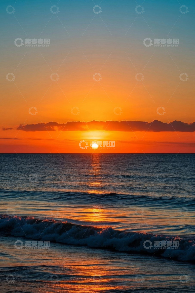 高清大图下载【趣麦麦图】海上日落景观