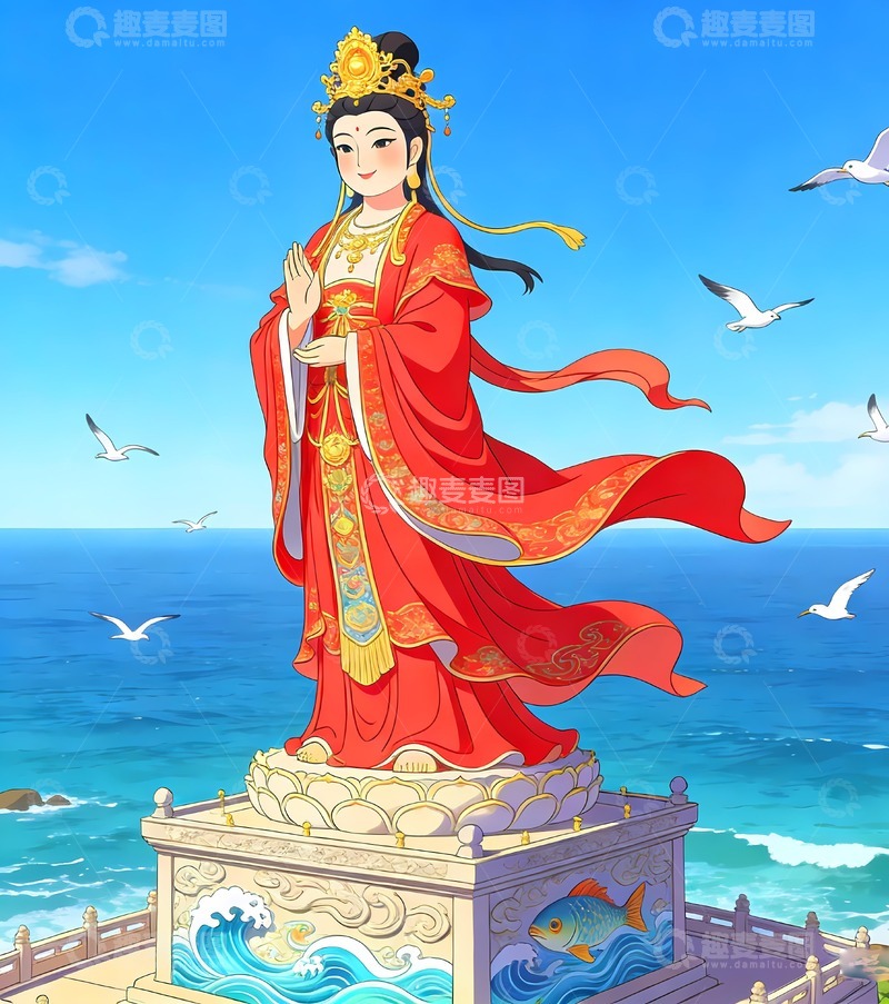 高清大图下载【趣麦麦图】一副妈祖娘娘绘画