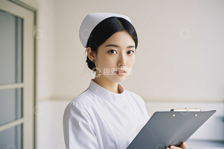 手持文件夹的年轻女护士