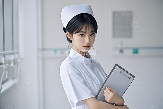 手持文件夹的年轻女护士肖像