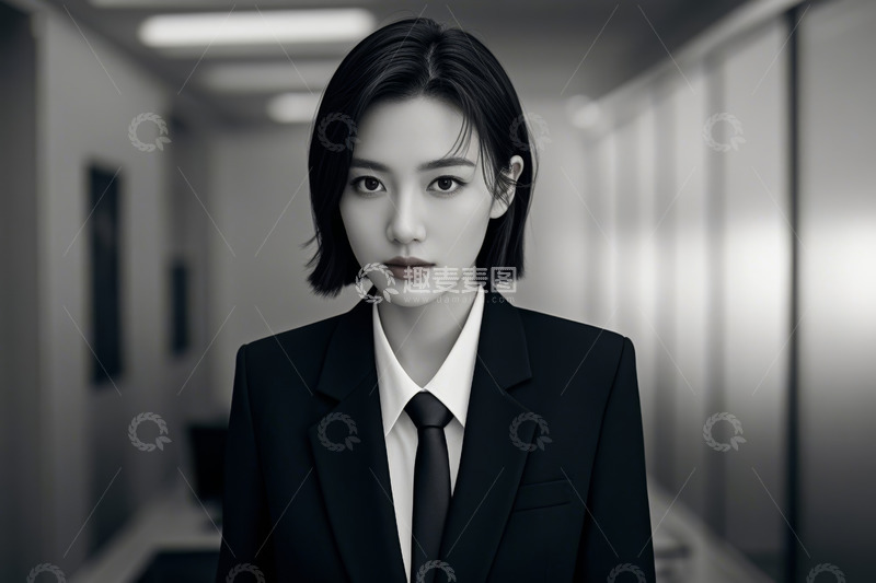 高清大图下载【趣麦麦图】职业装女性走廊正面肖像