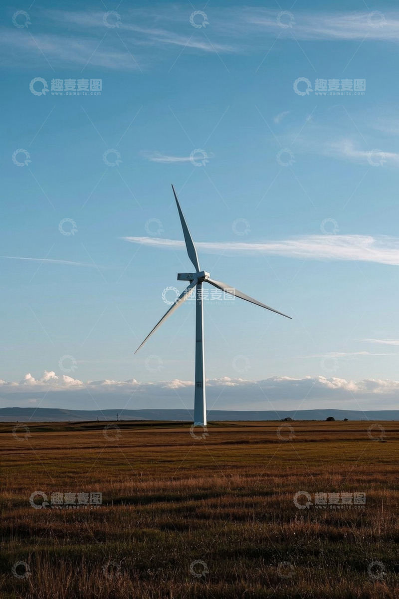 高清大图下载【趣麦麦图】草原上的风力发电机