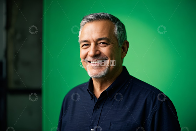 高清大图下载【趣麦麦图】绿幕前微笑男士肖像
