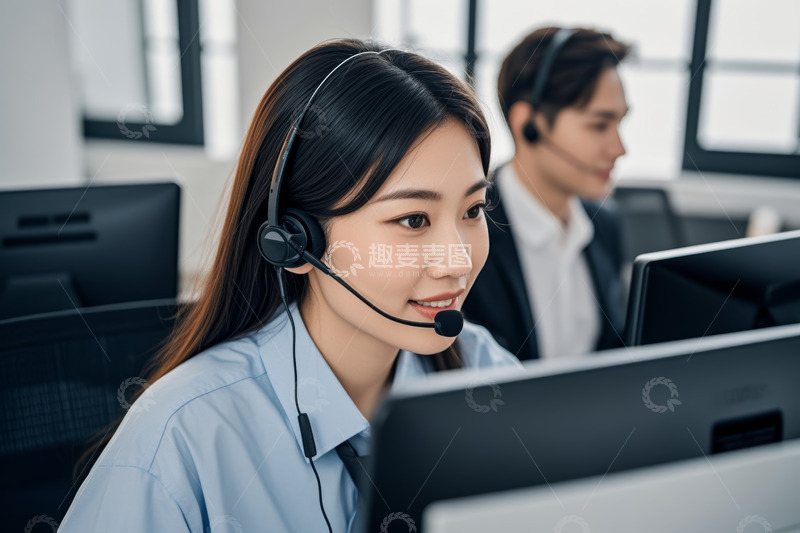 高清大图下载【趣麦麦图】客服人员办公室工作场景