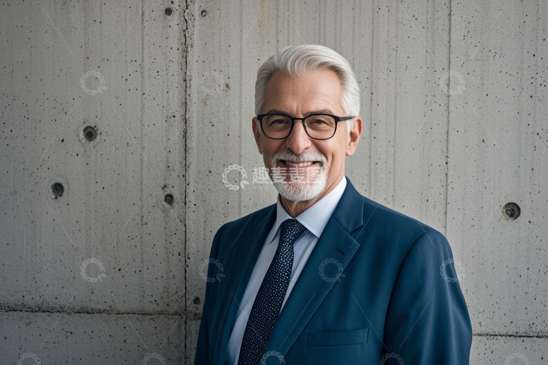 高清大图下载【趣麦麦图】西装男士靠墙微笑肖像
