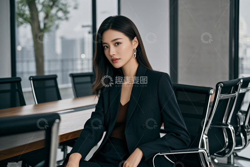 高清大图下载【趣麦麦图】商务女性坐于会议室中