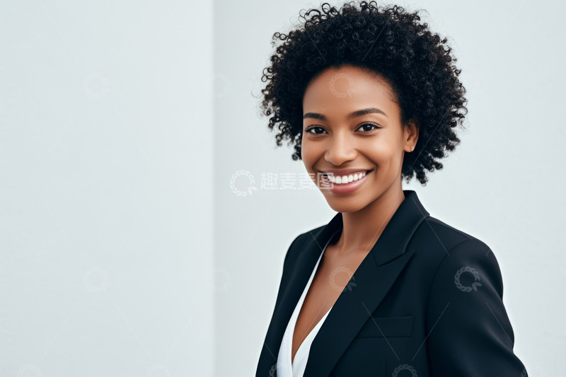 高清大图下载【趣麦麦图】微笑的非洲裔职业女性肖像