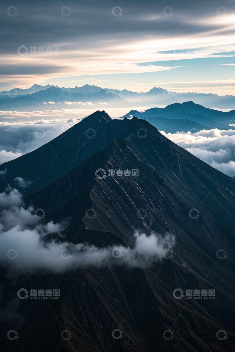 高清大图下载【趣麦麦图】云海中的巍峨山峰