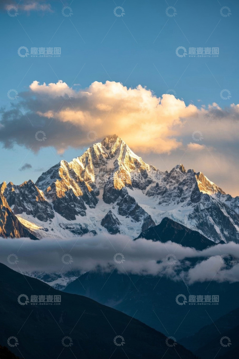 高清大图下载【趣麦麦图】雪山日出壮丽景致