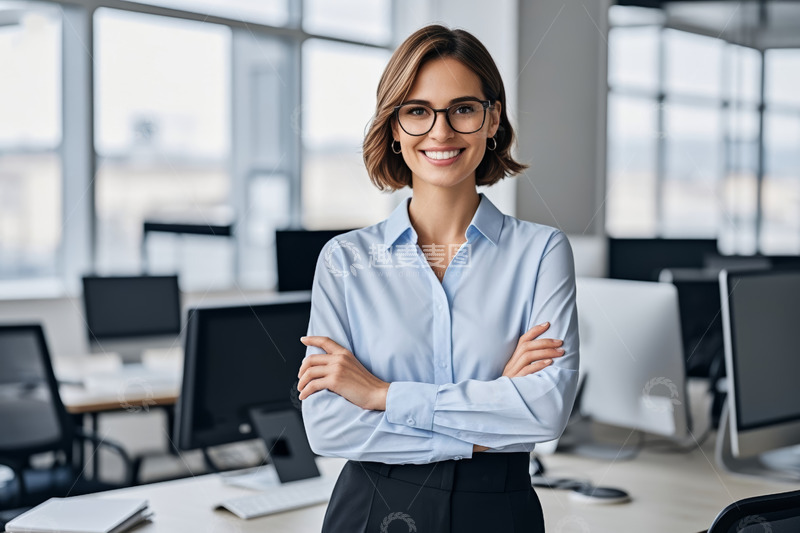 高清大图下载【趣麦麦图】办公室内微笑的职业女性