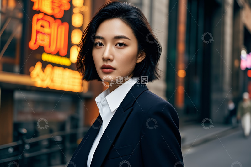 高清大图下载【趣麦麦图】城市街头职业女性肖像