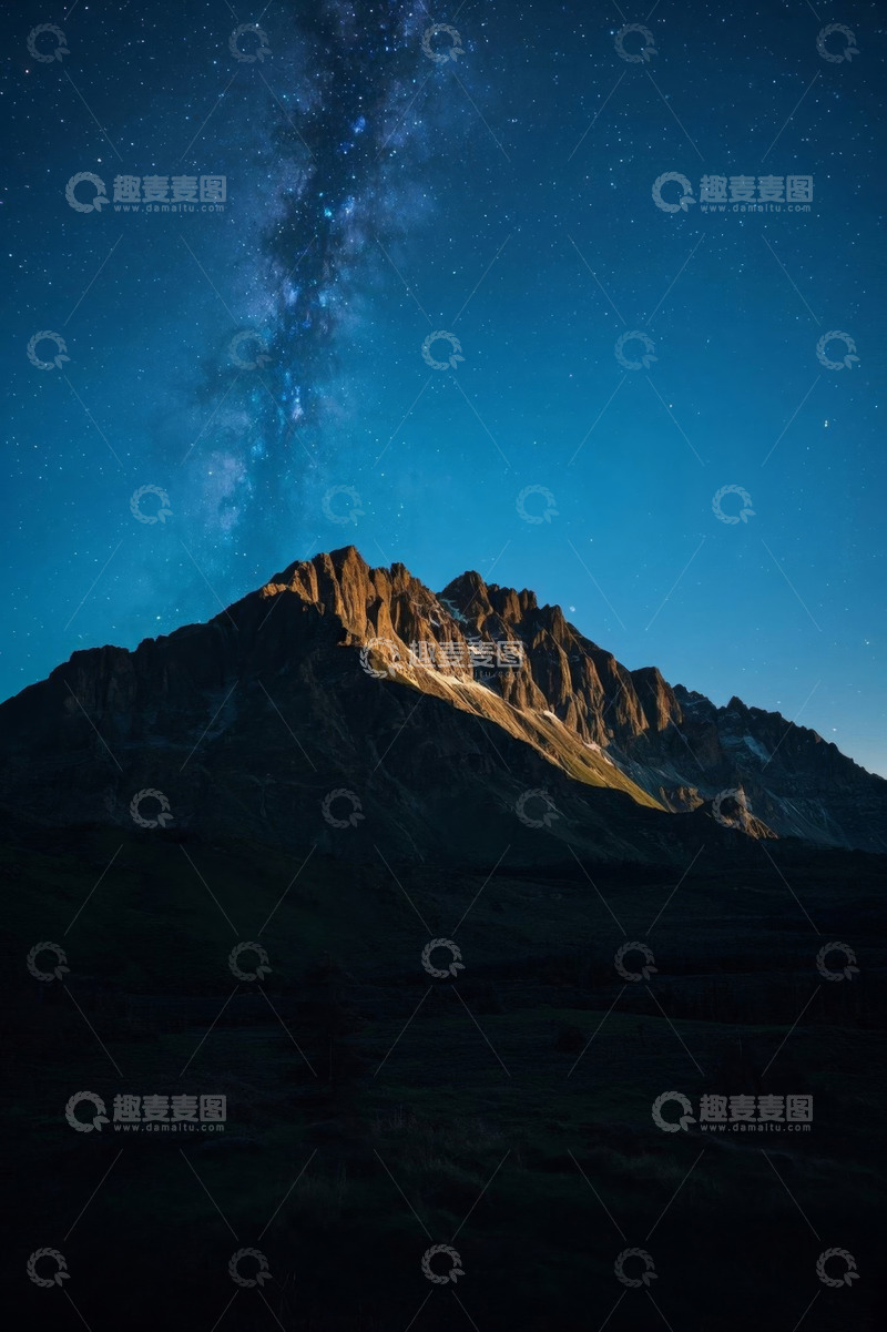 高清大图下载【趣麦麦图】山峰夜景星空素材